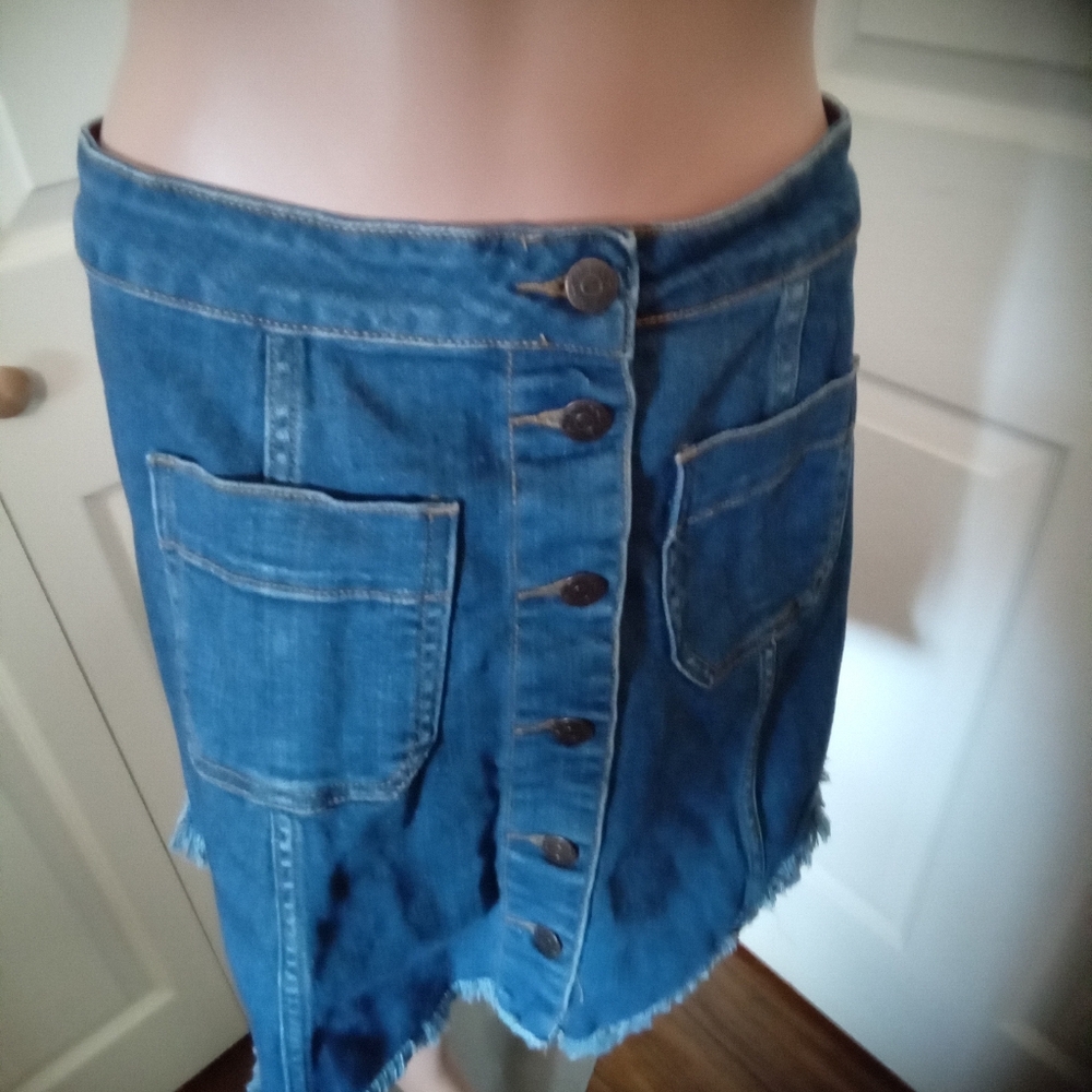 Cello Jeans Size L Denim Button Down Mini Skirt
